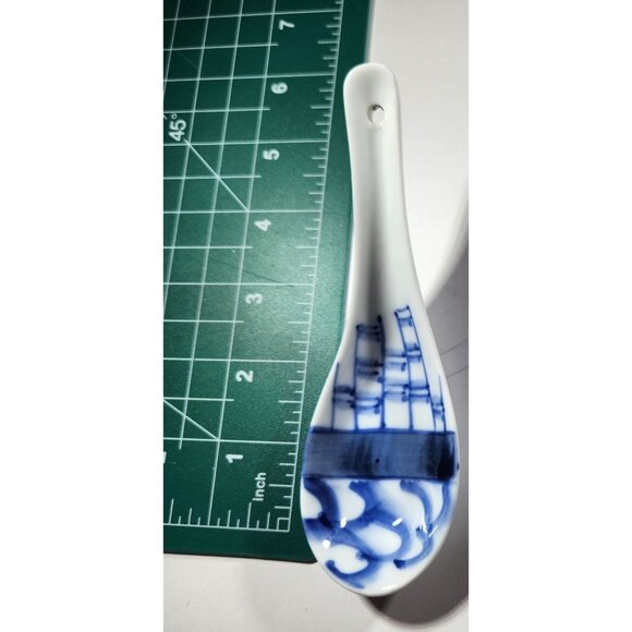 Jar spoon rest Blue White Ceramic country decor floral waves nautical coastal - Picture 7 of 7